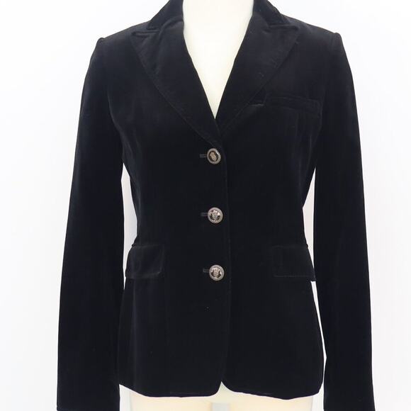 Academia Banana Republic Black Velvet Blazer with Gold Coat of Arms Buttons 4 - Picture 1 of 15